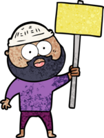 cartoon bearded man with signpost drawing png