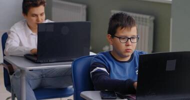School Students In Modern Computer-Based Classroom In School, Education Of Programming Languages video