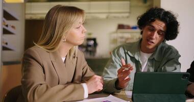 Diverse People Discussing Strategy Of Startup And Business, Portrait Of Woman And Two Men video