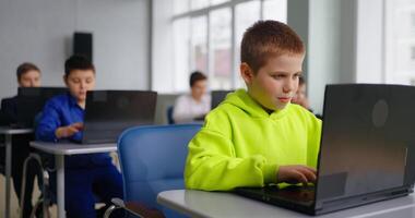 Educational Center For School Students, Boy Playing On Computer, Games Development Classes video