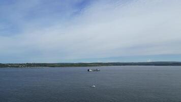 Aerial View of Boat in the Lepe Beach, Southampton Port City of England United Kingdom. May 17th, 2024 video