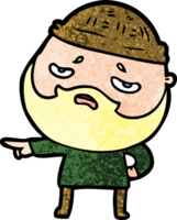 desenho animado preocupado homem com barba desenhando png