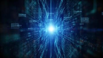 Digital cyberspace with particles and Digital data network connections future background concept. video