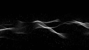 Black and white Color Digital Particles Wave Flow With Bokeh and Dust, Digital Abstract Background video