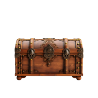 3d rendering of old wooden chest on transparent background png