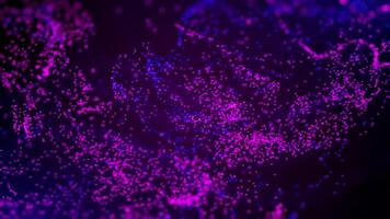 Fluid blue and purple particles flowing beautiful with depth of field abstract background video