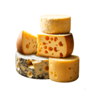 Assorted different types of hard cheese, cut into pieces of different sizes png