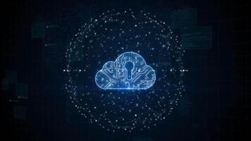 Cloud computing of cyber security, digital data network protection. High-speed connection data analysis. Technology data binary code network conveying connectivity background concept. video