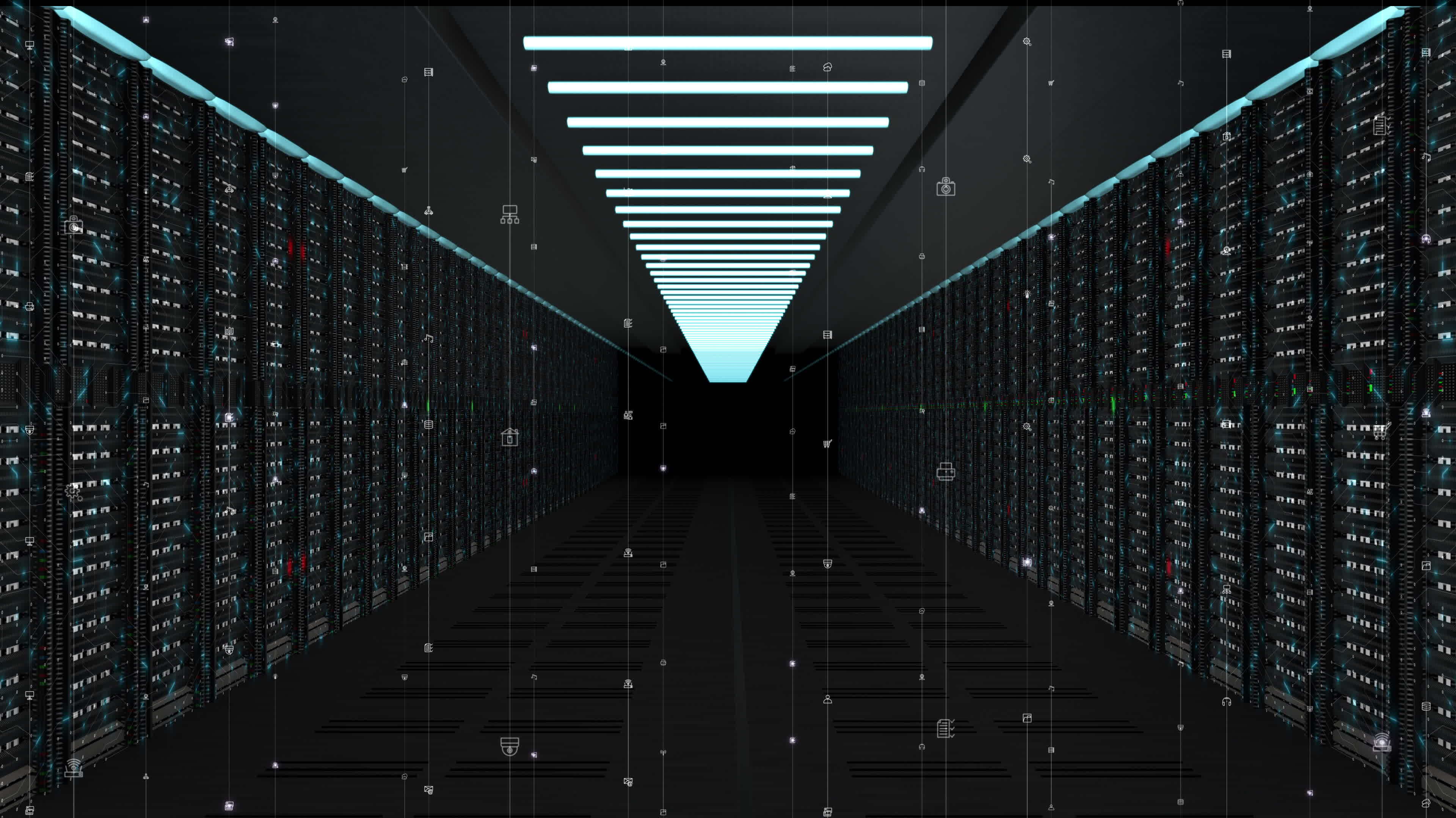 Digital data network servers in a server room of a data center or ISP ...