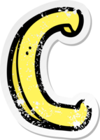 retro distressed sticker of a cartoon letter C drawing png