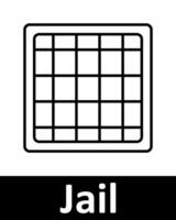 Jail icons set. Document, bat, star, tag, cell, TV, chart, badge, alarm, suitcase, grid. Line icons on beige background vector