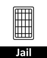 Jail icons set. Document, bat, star, tag, cell, TV, chart, badge, alarm, suitcase, grid. Line icons on beige background vector