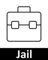 Jail icons set. Document, bat, star, tag, cell, TV, chart, badge, alarm, suitcase, grid. Line icons on beige background vector