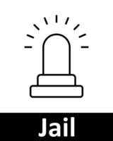 Jail icons set. Document, bat, star, tag, cell, TV, chart, badge, alarm, suitcase, grid. Line icons on beige background vector