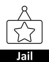 Jail icons set. Document, bat, star, tag, cell, TV, chart, badge, alarm, suitcase, grid. Line icons on beige background vector