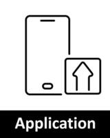 Application set icon. Smartphone, transfer, bell, image, upload arrow. Ideal for app development, mobile interfaces, notifications, media management, software tools, digital design. vector