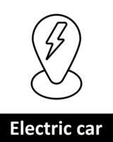 Electric car icons set. Battery, charger, lightning, plug, speed, home, vehicle, station, green energy, eco, fast charging. Line icons on beige background vector