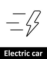 Electric car icons set. Battery, charger, lightning, plug, speed, home, vehicle, station, green energy, eco, fast charging. Line icons on beige background vector
