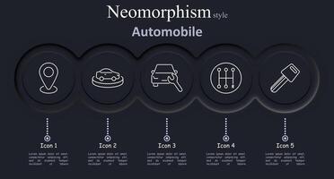Automobile set icon. Location, car, search car, gear shift, car key, vehicle, navigation, inspection, transmission, key, automobile, transport. vector