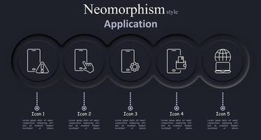Application set icon. Mobile alert, touch screen, mobile settings, mobile payment, online connection, app, phone, warning, settings, wallet, internet. vector