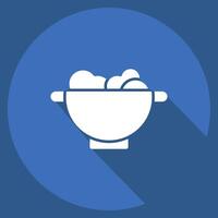 Icon Colander. related to Kitchen Tool symbol. long shadow style. simple design illustration vector