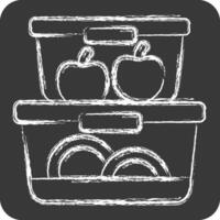 Icon Food Container. related to Kitchen Tool symbol. chalk Style. simple design illustration vector
