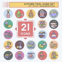 Icon Set Kitchen Tool. related to Food symbol. color mate style. simple design illustration vector