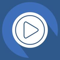 Icon Play Button. related to Cinema symbol. long shadow style. simple design illustration vector