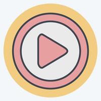 Icon Play Button. related to Cinema symbol. color mate style. simple design illustration vector