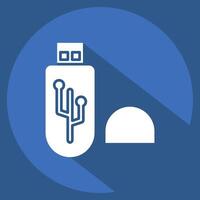 Icon USB. related to Office symbol. long shadow style. simple design illustration vector