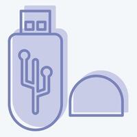 Icon USB. related to Office symbol. two tone style. simple design illustration vector