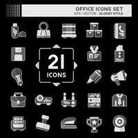 Icon Set Office. related to Education symbol. glossy style. simple design illustration vector