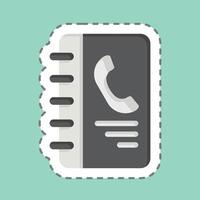 Sticker line cut Contact Book. related to Office symbol. simple design illustration vector