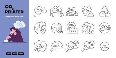 karbon dioxide related thin outline icon design good for web and mobile app vector