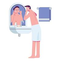 man is washing face flat style illustration design vector