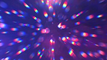 Abstract purple glowing background with flying balls and circles of blurred festive bokeh particles, in high quality 4k, motion design video