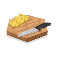 Illustration of lemon slices on a cutting board vector