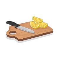 Illustration of lemon slices on a cutting board vector
