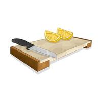 Illustration of lemon slices on a cutting board vector