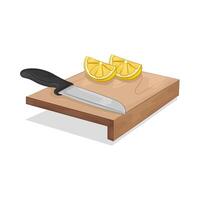 Illustration of lemon slices on a cutting board vector