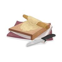 Illustration of dough on a cutting board vector