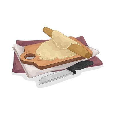 Illustration of dough on a cutting board