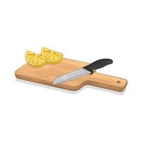 Illustration of lemon slices on a cutting board vector