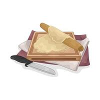 Illustration of dough on a cutting board vector