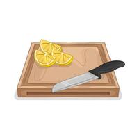 Illustration of lemon slices on a cutting board vector