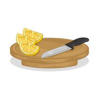Illustration of lemon slices on a cutting board vector