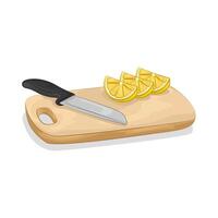 Illustration of lemon slices on a cutting board vector