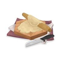 Illustration of dough on a cutting board vector