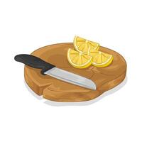 Illustration of lemon slices on a cutting board vector