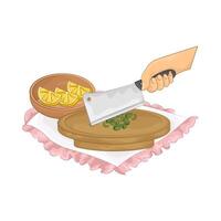 Illustration of slice green onions on a cutting board vector